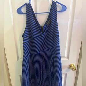 Lane Bryant Blue and Black Striped Midi Dress